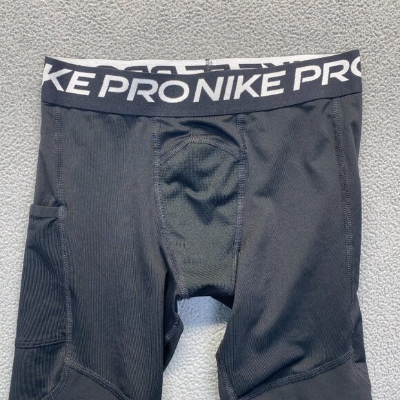 Boys Nike Dri Fit 3/4‎ Running Compression Tights Size Medium Black,Pocket - Picture 11 of 12